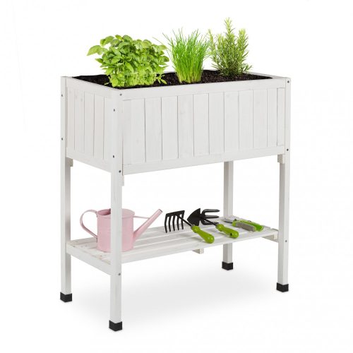 Flower box wooden flower box 80x74x38 cm white 60 liter outdoor planter box