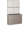 Polyrattan flower box with plant runner grid in cream color polyrattan flower pot 3 parts