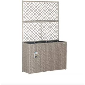   Polyrattan virágláda növényfuttató ráccsal krém színben polirattan virágcserép 3 részes