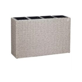   Polyrattan virágláda krém színben 95x27x60 cm 4 részes polirattan virágcserép 