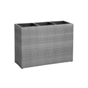   Polyrattan virágláda szürke színben 83x30,5x60 cm polirattan virágcserép 3 részes