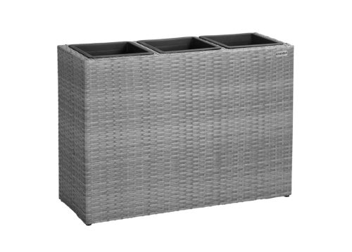 Polyrattan virágláda szürke színben 83x30,5x60 cm polirattan virágcserép 3 részes