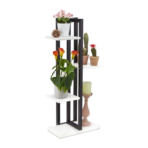 Indoor plant stand black and white flower stand 4-shelf flower ladder