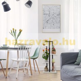   Beltéri növénytartó állvány fekete-fehér virágállvány 4 polcos viráglépcső