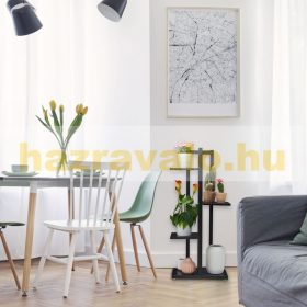   Beltéri növénytartó állvány fekete virágállvány 4 polcos viráglépcső