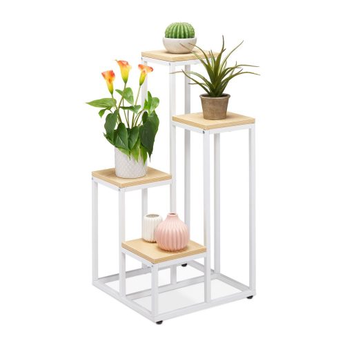 Indoor flower stand white flower staircase with 4 shelves flower stand