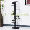 Indoor wooden flower stand 5-level flower stand black metal flower stand 120x34x21 cm