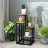 Indoor wooden flower stand 4 tier flower stand black metal flower stand