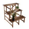 Indoor and outdoor flower stand wooden flower shelf stepped design three-level 80x80x80 cm