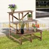 Indoor and outdoor flower stand wooden flower shelf stepped design three-level 80x80x80 cm