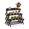 Indoor and outdoor collapsible flower stand in black