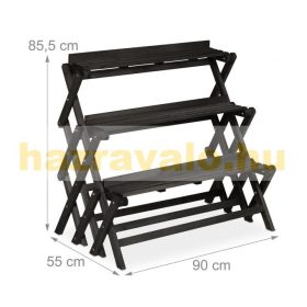   Beltéri és kültéri összecsukható virágtartó állvány fekete színben