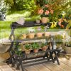 Indoor and outdoor collapsible flower stand in black