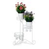 Indoor and outdoor metal flower stand with 3 shelves in white 