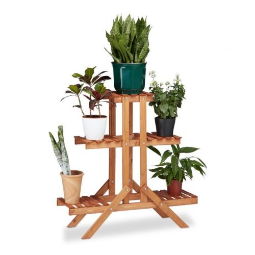 Indoor wooden flower stand staggered design