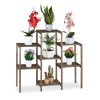 Wooden indoor flower stand flower shelf brown 86x95x29 cm rustic free-standing shelf