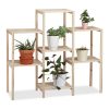 Indoor flower stand large flower shelf natural wood 86x95x29 cm