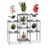 Wooden indoor flower stand flower shelf gray 86x95x29 cm rustic free-standing shelf