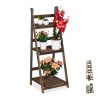 Indoor wooden flower stand in 3 different sizes, size L with 3 shelves in dark brown color