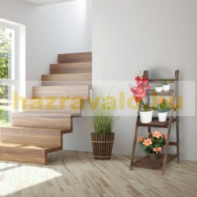   Beltéri fa virágtartó állvány 3 különböző méretben, L méret 3 polcos sötétbarna színben