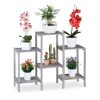 Wooden indoor flower stand flower shelf gray 70x89x27 cm rustic free-standing shelf