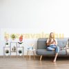 Wooden indoor flower stand flower shelf gray 70x89x27 cm rustic free-standing shelf