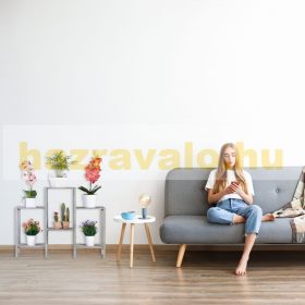   Fa beltéri virágtartó állvány virágpolc szürke 70x89x27 cm rusztikus szabadon álló polc