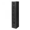 Flower stand with WELCOME inscription, steel structure, black color