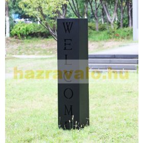   Virágtartó állvány WELCOME felirattal, acél szerkezetben, fekete színben