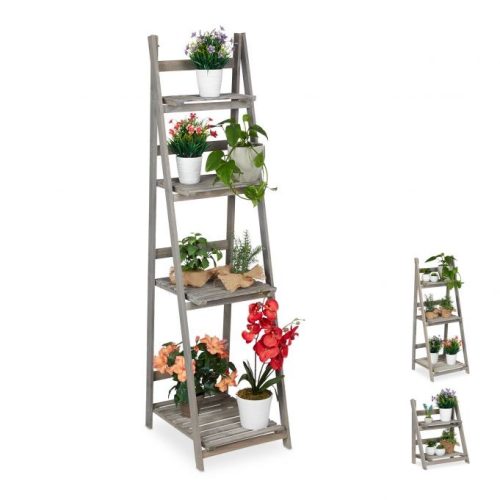 Indoor wooden flower stand in 3 different sizes, gray color