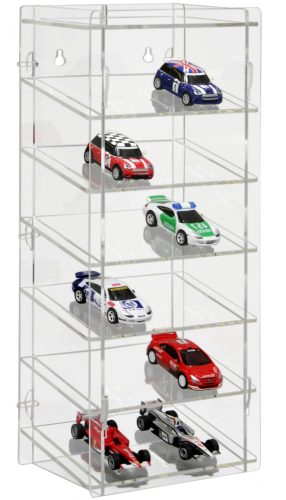 Model car showcase, shelf display cabinet transparent acrylic tower for 1:43 scale models with tilted shelves