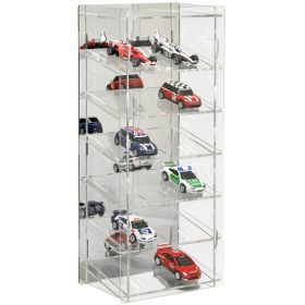   Modellautó vitrin, polc bemutató szekrény átlátszó akril torony 1:43 méretarányú modellekhez döntött polcokkal tükrös hátlappal 