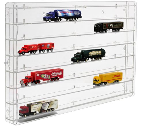 Model car truck showcase, shelf display cabinet transparent acrylic for 1:87 scale models 74.5x7x50 cm