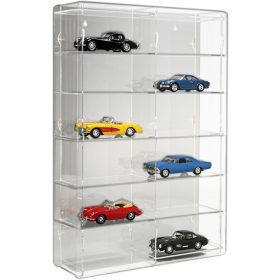   Modellautó vitrin, polc bemutató szekrény átlátszó akril 1:24 méretarányú modellekhez 50x15x74 cm