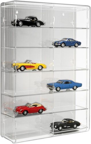 Model car showcase, shelf display cabinet transparent acrylic for 1:24 scale models 50x15x74 cm