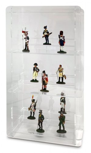 Figure, lead soldier, display case with clear acrylic transparent back with stands 