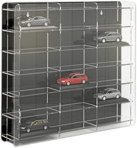 Model car showcase, shelf display cabinet transparent acrylic for 1:43 scale models 50x7.5x46 cm with black back