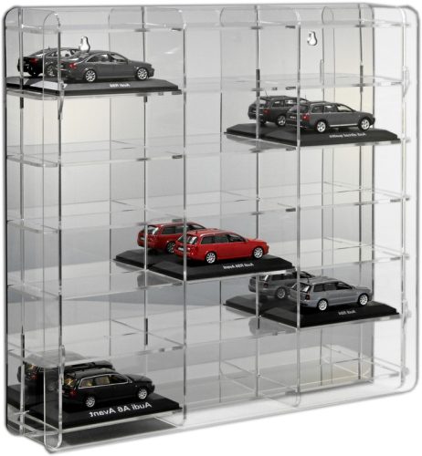 Model car showcase, shelf display cabinet transparent acrylic for 1:43 scale models 50x7.5x46 cm with mirrored back