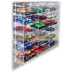   Modellautó vitrin, polc bemutató szekrény átlátszó akril 1:43 méretarányú modellekhez 50x7,5x46 cm tükrös hátlappal