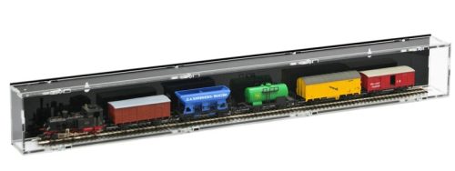 Model railway showcase, shelf display cabinet transparent acrylic showcase segment, 75 cm H0 black back
