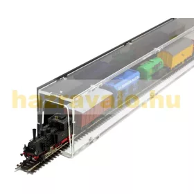   Modellvasút vitrin, polc bemutató szekrény átlátszó akril vitrin szegmens, 75 cm H0 tükrös hátlap