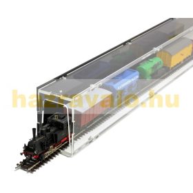   Modellvasút vitrin, polc bemutató szekrény átlátszó akril vitrin szegmens, 75 cm H0 tükrös hátlap