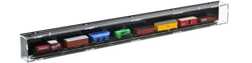 Model railway showcase, shelf display cabinet transparent acrylic showcase segment, 99 cm H0 black back