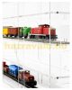 Model railway showcase, shelf presentation cabinet transparent acrylic for H0 scale models with transparent back panel, closed on both sides