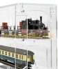 Model railway showcase, shelf presentation cabinet transparent acrylic for H0 scale models with transparent back panel, closed on both sides