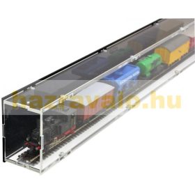   Modellvasút vitrin, polc bemutató szekrény átlátszó akril vitrin szegmens, 75 cm Z fekete hátlap