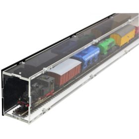   Modellvasút vitrin, polc bemutató szekrény átlátszó akril vitrin szegmens, 99 cm Z tükrös hátlap