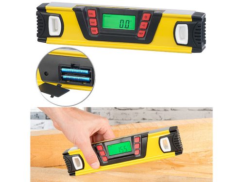 Digital spirit level with protractor function and LCD display 25 cm