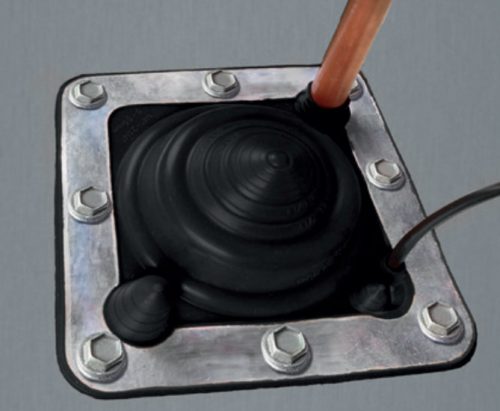 Premium 5 watertight bells for pipe diameters 0-35, size 100x100 mm, fixed with screws and glue 