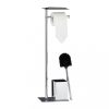 Standing toilet brush and toilet paper holder in chrome and black with small shelf 66.5 x 20 x 13.5 cm